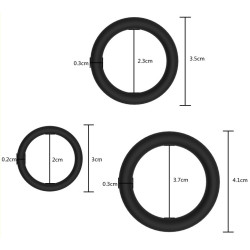 FUKR Lot de 3 Cockrings fins Dick Stretch Noirs
